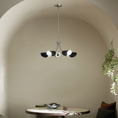 Arcus LED 29.25 inch Satin Nickel with Black Convertible Chandelier Ceiling Light